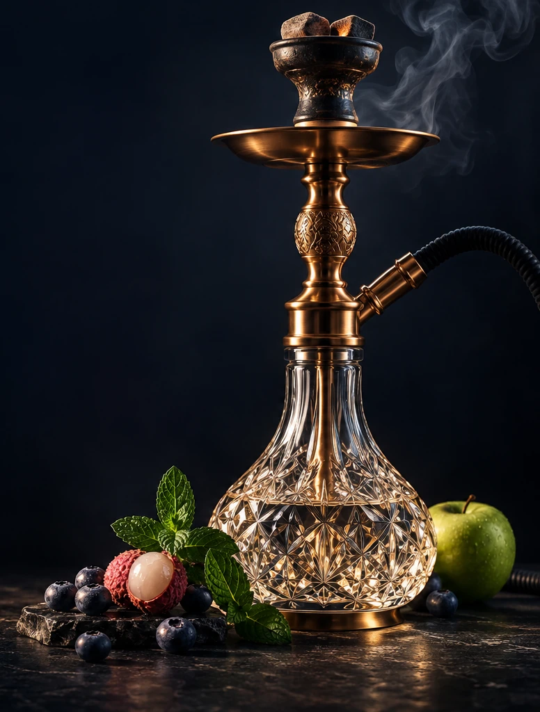 Illustrative bronze shisha pipe